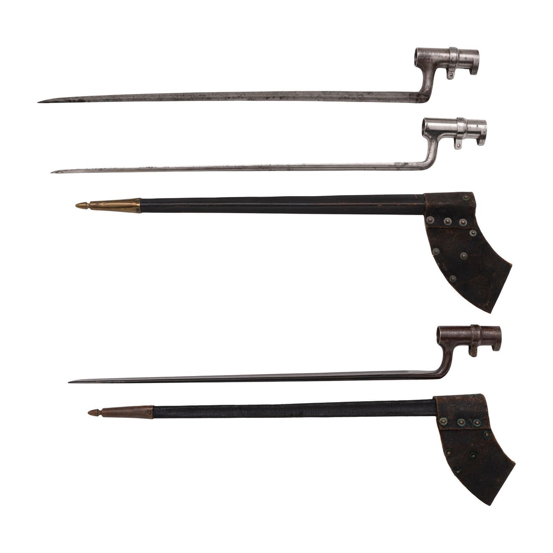 Three Spencer Socket Bayonets, One 1st and Two 2nd Patterns, two with Scabbards - 2