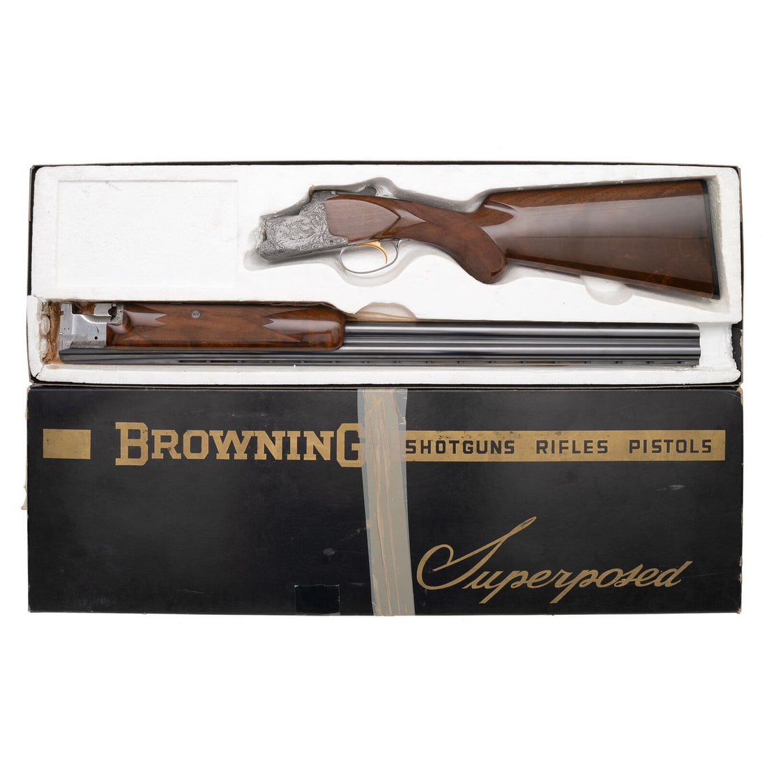 *Browning Diana Grade Superposed 12 Gauge Shotgun: *Browning Diana Grade Superposed 12 Gauge Shotgun 12 Gauge. 28" barrel length. SN: 73884S7. 2.75" chamber length. Modified over Cylinder. Blued metal finish with polished barrel flats and gray finishe