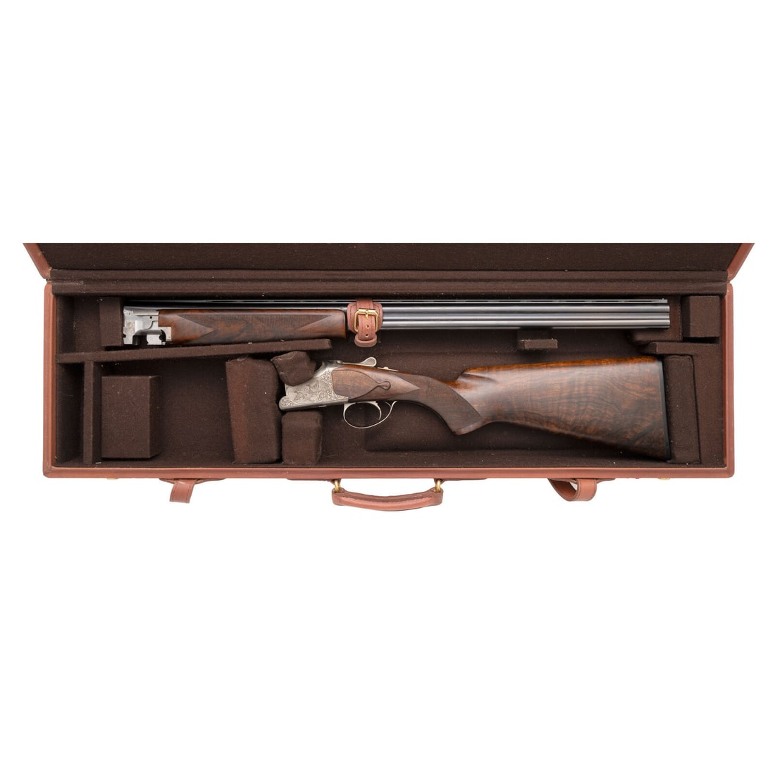 *Browning Superposed B 25 20 Gauge Shotgun with C2G Engraving by Paul Dubois in Travel Case: *Browning Superposed B 25 20 Gauge Shotgun with C2G Engraving by Paul Dubois in Travel Case 20 Gauge. 28" barrel length. SN: 324MM03460. 2.75" barrel length. Imp. Mod. over Imp. Cyl. Blued finish with