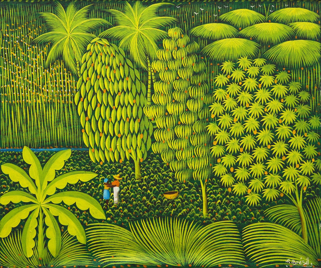 Henri-Robert Bresil (Haitian, 1952-1999) Couple in a Banana Grove (1 of 3)