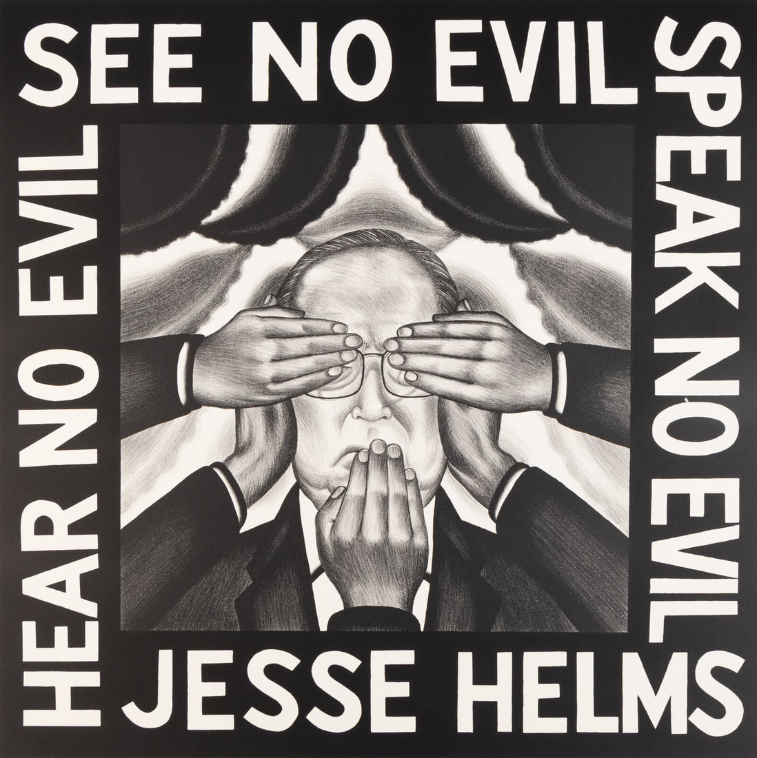 Roger Brown (American, 1941-1997) Fear No Evil, 1991: Roger Brown (American, 1941-1997) Fear No Evil, 1991 lithograph signed, titled, dated, and numbered 33/50 in pencil 30 x 29 3/4 inches. Property from the Collection of Gregory Brown This lot is locate