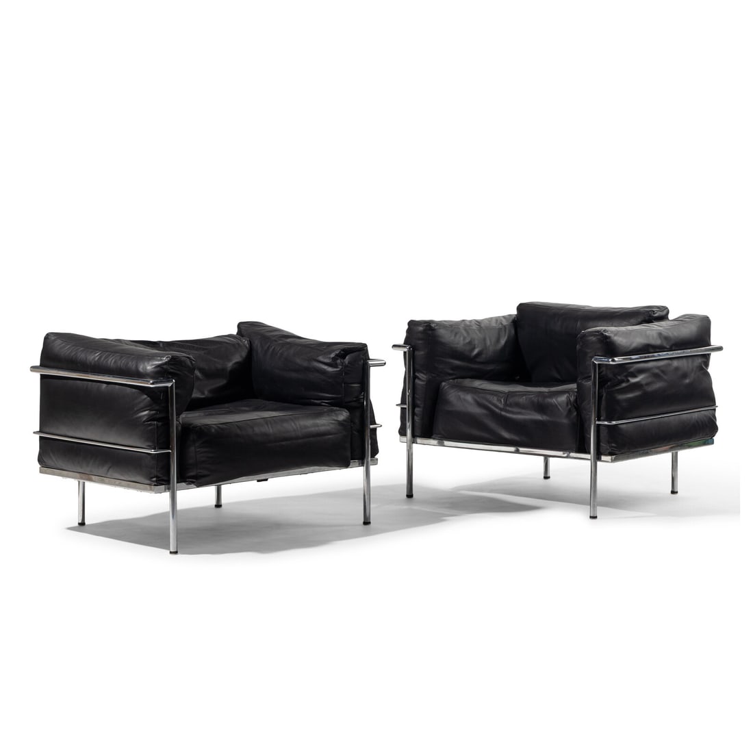 after Charlotte Perriand, Pierre Jeanneret and Le Corbusier 20th Century Pair of LC2-Style club (1 of 2)