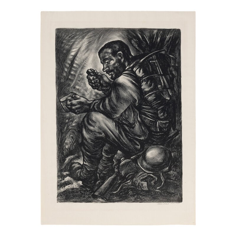 Howard Cook (American, 1901-1980) Jungle Rations: Howard Cook(American, 1901-1980)Jungle Rationswoodcutsigned and titled in pencil 15 7/8 x 11 3/8 inches. This lot is located in Chicago. Size15 7/8 x 11 3/8 inches.ConditionUnframed.Mat window: 24 x
