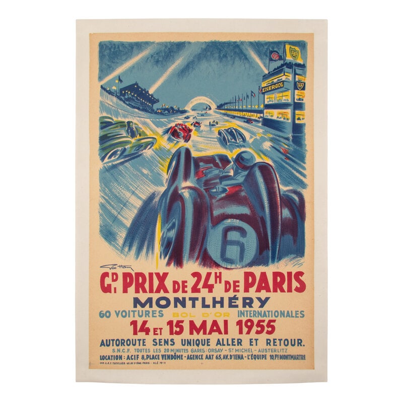 AFTER Geo Ham (Georges Hamel) (French, 1900-1972) 1955 Montlhery Grand Prix de 24 Heures de Paris Ra (1 of 1)