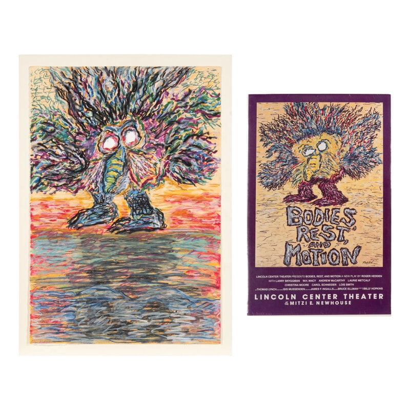 Edward Koren (American, 1935-2023) Bodies, Rest and Motion, 1986: Edward Koren (American, 1935-2023) Bodies, Rest and Motion, 1986 monoprint signed, dated, and inscribed 'AP 10' in pencil 27 1/8 x 19 1/4 inches. This lot is located in Chicago.