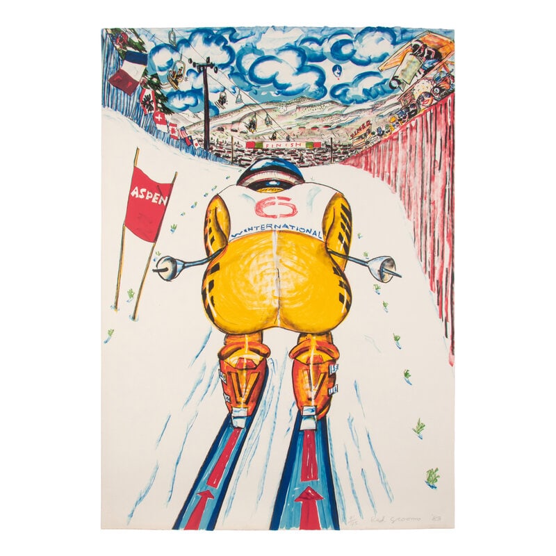 Red Grooms (American, b. 1937) Downhiller, 1983: Red Grooms(American, b. 1937)Downhiller, 1983Lithograph in Colors on Papersigned Red Grooms '83 and numbered 41/75, lower right 42 x 29 5/8 inches. This lot is located in Chicago. Size42 x 29 5/8