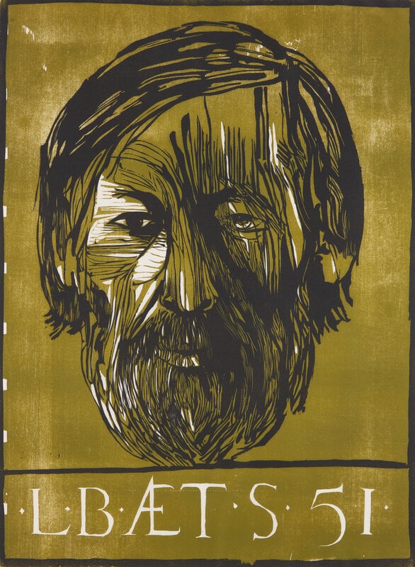Leonard Baskin (American, 1922-2000) Self Portrait – L.B. AE T. S. 51 (Self-Portrait at age 51 (1 of 3)