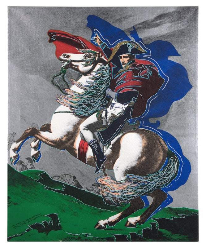 Steve Kaufman (American, 1960-2010) Napoleon State I (Silver), 1995: Steve Kaufman(American, 1960-2010)Napoleon State I (Silver), 1995screenprint on canvas with hand embellishmentVerso: initialed and numbered: SAK 68/195 Canvas size: 41 x 33.5 inches Dr. Gary London