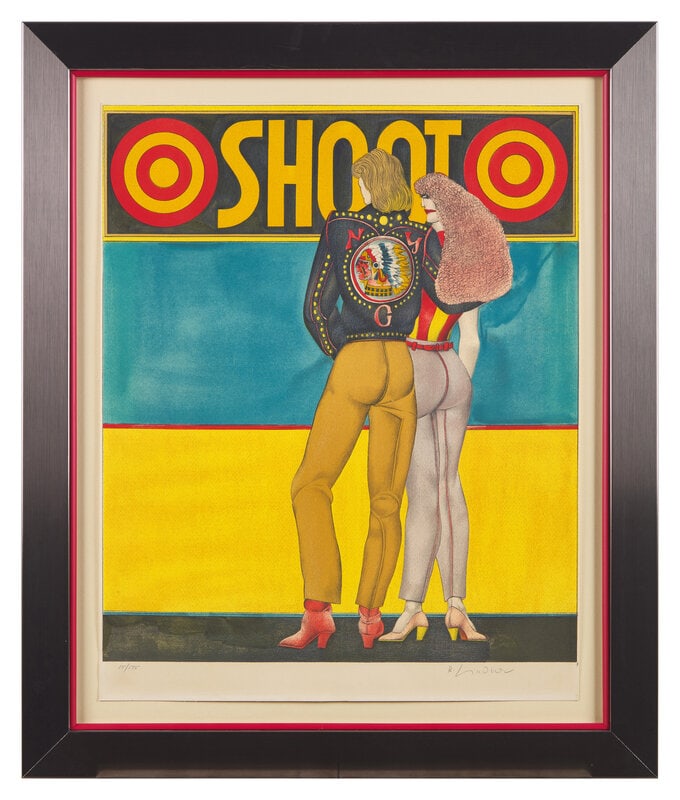 Richard Lindner (German/American, 1901-1978) Shoot, 1969: Richard Lindner(German/American, 1901-1978)Shoot, 1969color lithographsigned and numbered 15/175 24 x 19 1/2 inches. Dr. Gary London Revocable Trust This lot is located in Philadelphia. Size24 x 19
