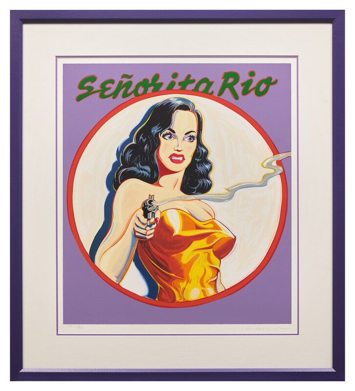 Mel Ramos (American, 1935-2018) Senorita Rio, 2000: Mel Ramos (American, 1935-2018) Senorita Rio, 2000 lithograph signed and numbered AP 12/50 26 x 26 1/4 inches. Dr. Gary London Revocable Trust This lot is located in Philadelphia.