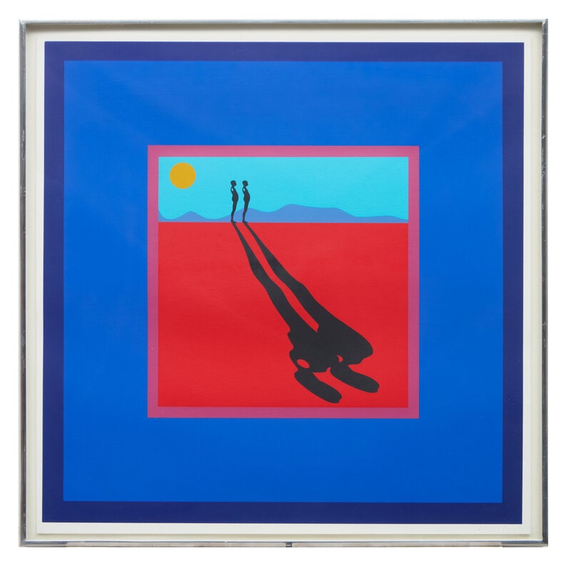 Ernest Tino Trova (American, 1927-2009) Study/Falling Man (Shadows, Planes and Targets), 1971: Ernest Tino Trova(American, 1927-2009)Study/Falling Man (Shadows, Planes and Targets), 1971silkscreen on papersigned, dated, and numbered 66/150 24 x 24 inches. Dr. Gary London Revocable Trust This
