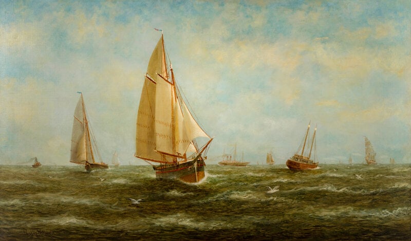 Wesley Elbridge Webber (American, 1839-1914) Shipping in the Outer Harbor (1 of 5)