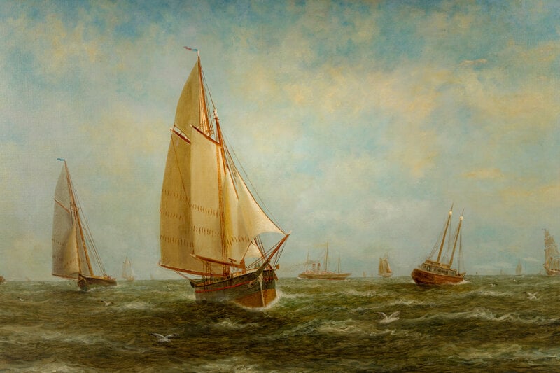 Wesley Elbridge Webber (American, 1839-1914) Shipping in the Outer Harbor - 3