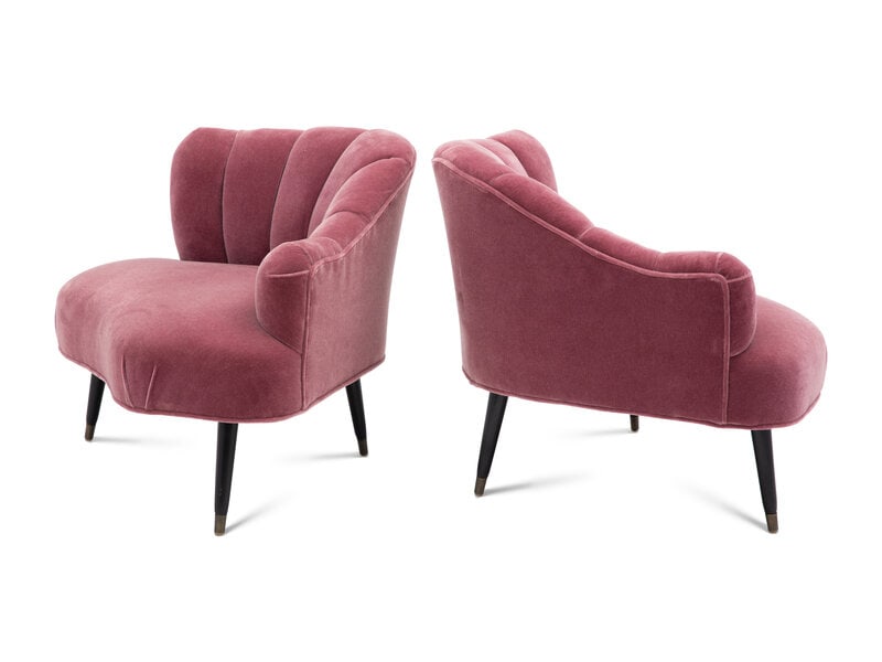 A Pair of Channel-Back Serpentine Lounge Chairs - 2