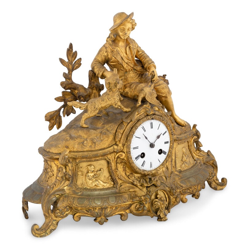 A French Gilt Metal Figural Mantel Clock - 2
