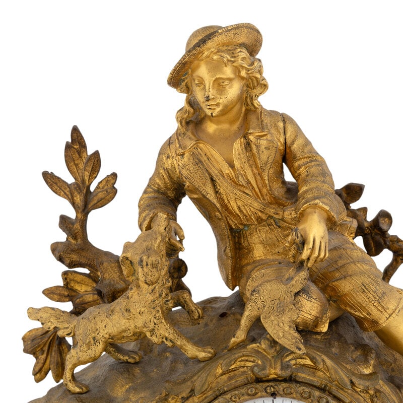 A French Gilt Metal Figural Mantel Clock - 3