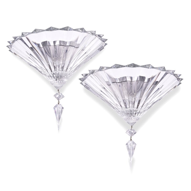 A Pair of Baccarat Mille Nuits Cut Glass Sconces: A Pair of Baccarat Mille Nuits Cut Glass Sconces Approximate height 15 x 15 3/4 inches. This lot is located in Philadelphia. 
