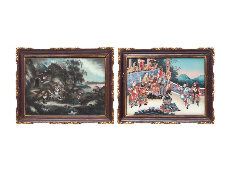 Two Chinese Export Reverse Glass Painted Works, 19th Century (1 of 2)