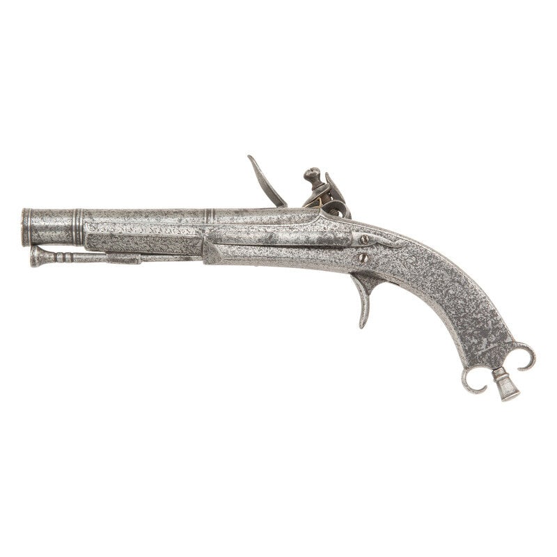 Scottish Steel Scroll Butt Flintlock Pocket Pistol - 2