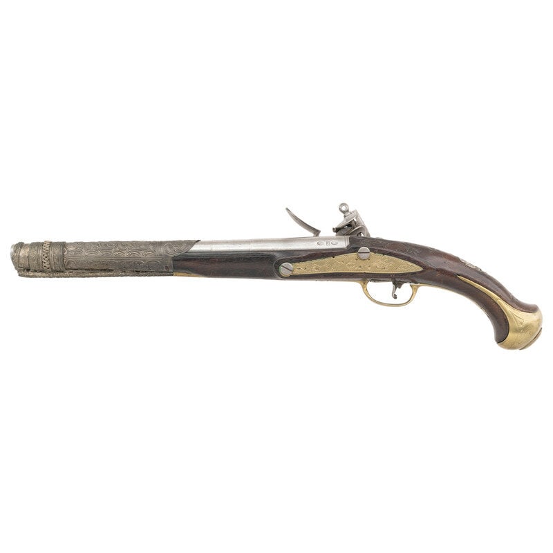 Decorative Middle Eastern Flintlock Pistol with French Lock - 2