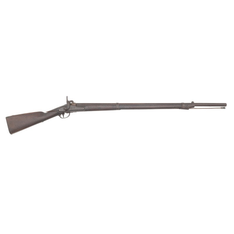 Relic Harper's Ferry Model 1842 Musket: Relic Harper's Ferry Model 1842 Musket .69 caliber. 37" barrel. NSN. Heavily oxidized metal, iron furniture, walnut stock. Single shot percussion muzzleloading musket shortened to shotgun with shorten
