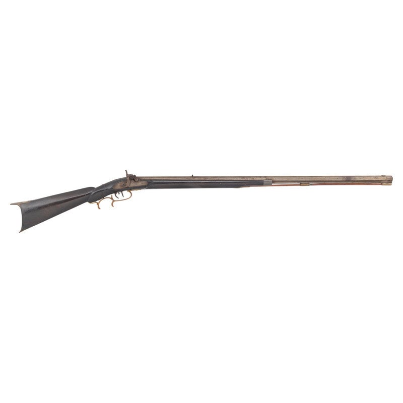 Composite Halfstock Percussion Rifle : Composite Halfstock Percussion Rifle .34 caliber. 36.75" pinned octagonal barrel. NSN. Bright barrel, brass furniture, hardwood stock with lead forend cap. Single shot percussion muzzleloading