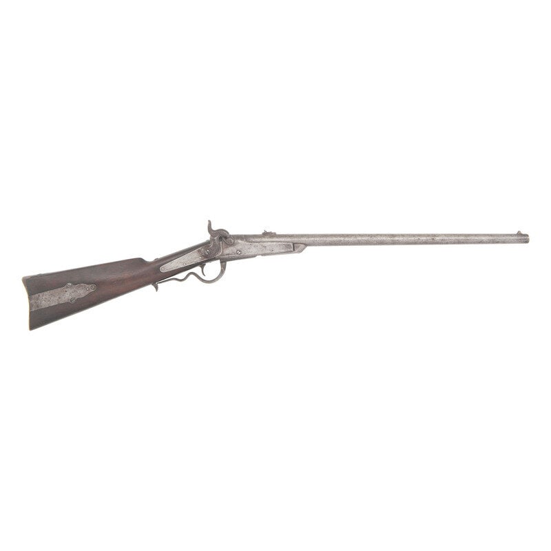 Gallager Second Type Cartridge Carbine: Gallager Second Type Cartridge Carbine Indian Wars .50RF. 22.25" barrel. SN: 23353. No finish remaining, iron furniture, walnut stock without forend. Single shot breechloading cartridge carbine with