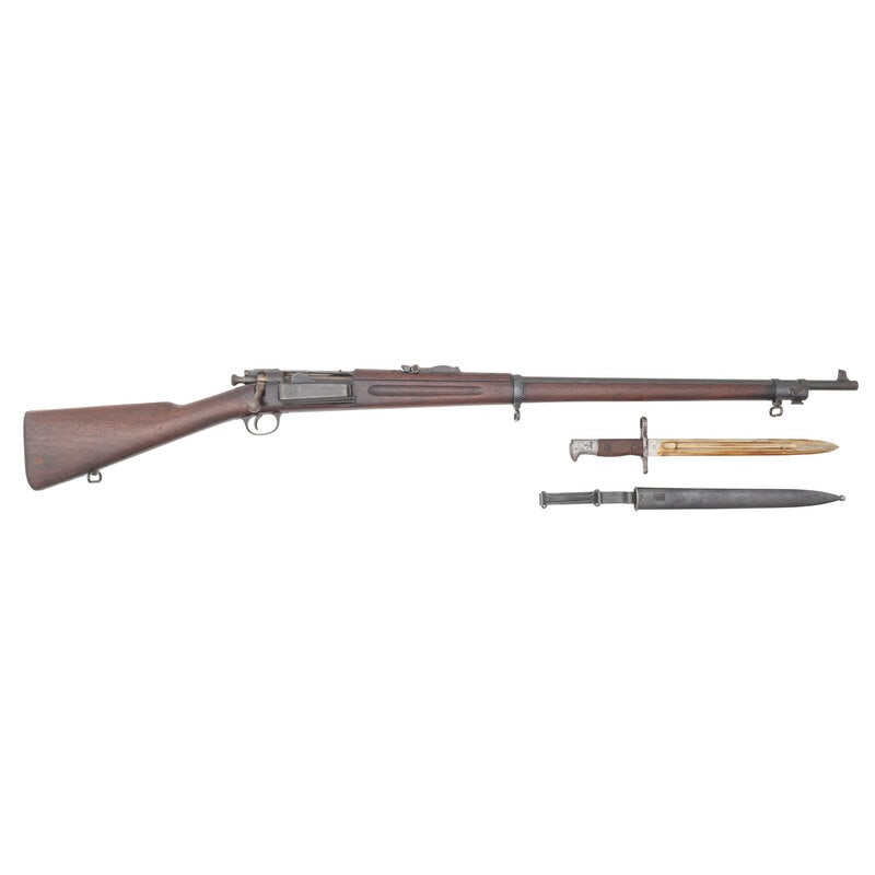 **U.S. Springfield Armory Model 1898 Krag Jorgensen Rifle with Bayonet: **U.S. Springfield Armory Model 1898 Krag Jorgensen Rifle with Bayonet Spanish American War .30-40 Krag. 30" barrel length. SN: 207295. Blued finish with polished bolt and nitre blued small parts