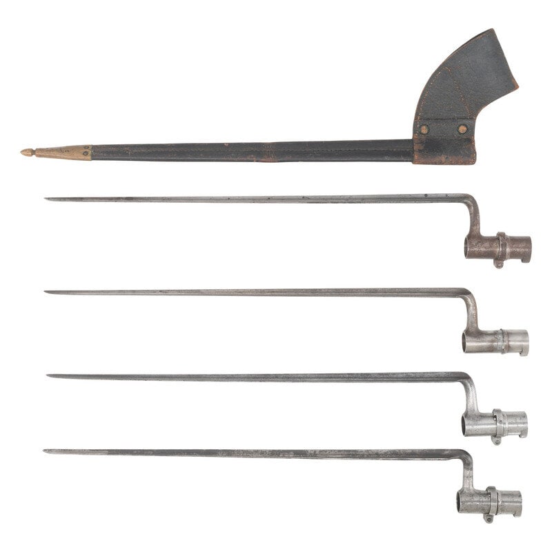 Group of Four .69 Caliber Socket Bayonets: 3 US M1835 and 1 Belgian M1822 - 2