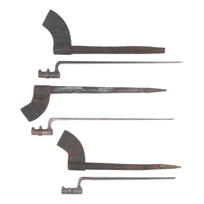 Three US M1855 Socket Bayonets with Scabbards (1 of 2)