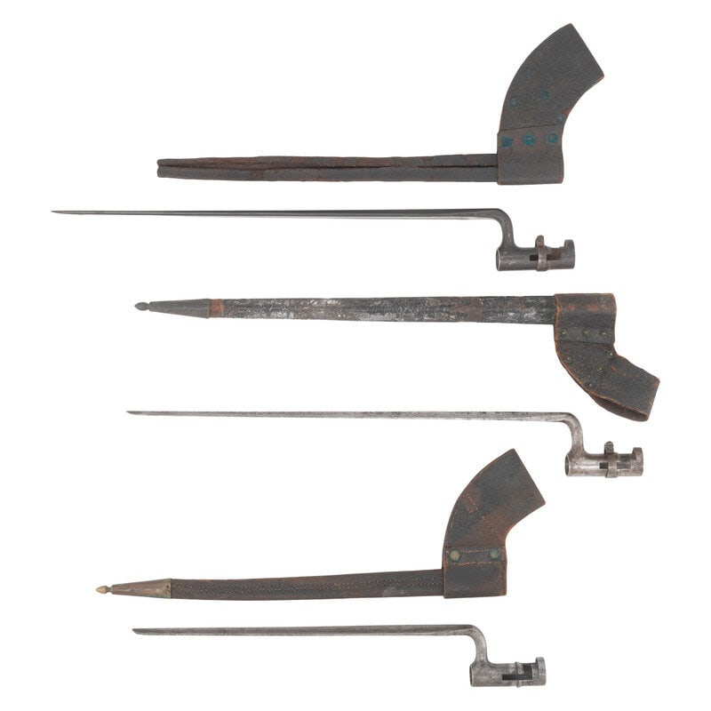 Three US M1855 Socket Bayonets with Scabbards - 2