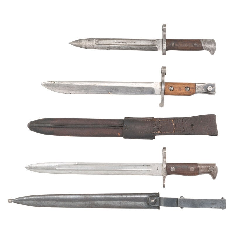 3 US Knife Bayonets: US Surcharged Canadian Ross, M1895 Lee Navy and M1892 Krag - 2