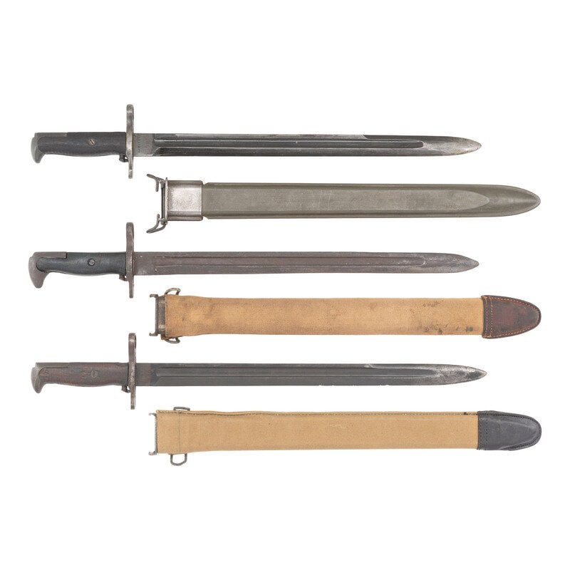 Three US M1905 16" Knife Bayonets & Scabbards (1 of 2)