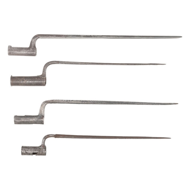 Four Early Socket Bayonets, Including a Crude Relic Copy of a Shield Shank Bess and an early Marylan (1 of 2)