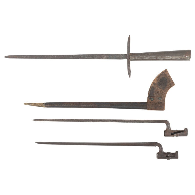 Two Civil War Import Socket Bayonets and A Post-Civil War Pike Head - 2