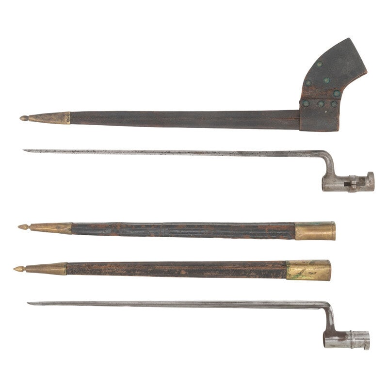 Two US Civil War Bayonets & 3 Scabbards: M1855 and M1835 - 2