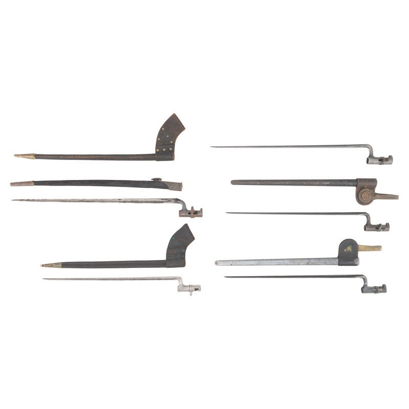 Five Post-Civil War Socket Bayonets & Scabbards, Including Joslyn Rifle, Winchester 1873 and Trapdoo - 2