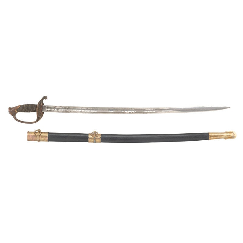US Model 1850 Foot Officer's Sword by Collins & Co in Display Case Attributed to 2nd Lt. Lewis W Ste - 2