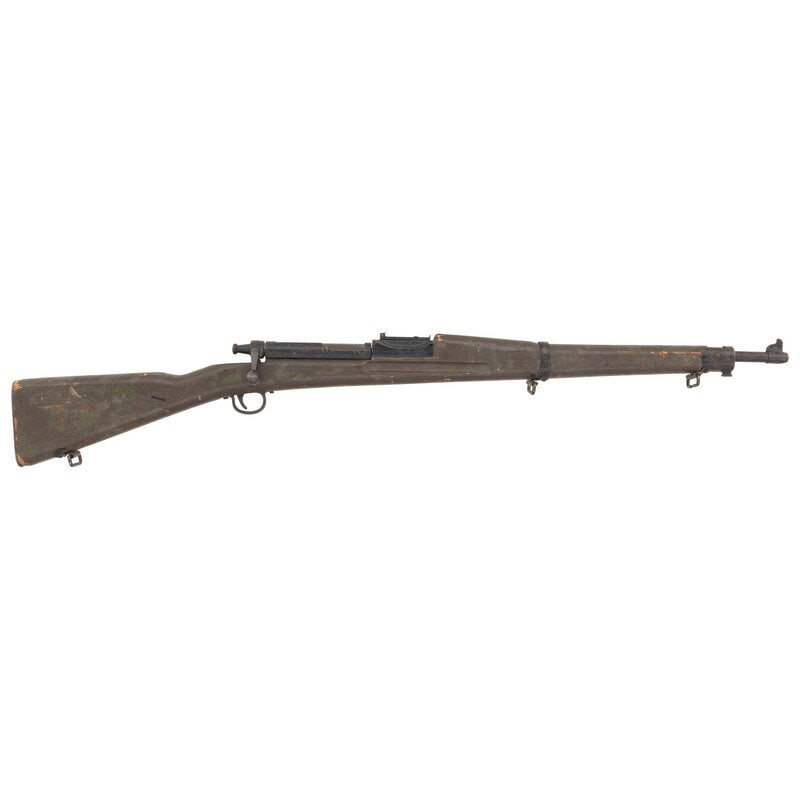 World War I Era Dummy Training Rifle: World War I Era Dummy Training Rifle World War I Inert. 23.75" barrel length. SN: NSN. black painted metal finish with wood stock. Inert bolt action "Drill Rifle" intended to practice traditional
