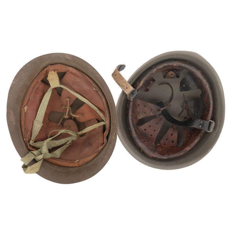 WWII Japanese Type 90 and Italian M33 Helmets - 3