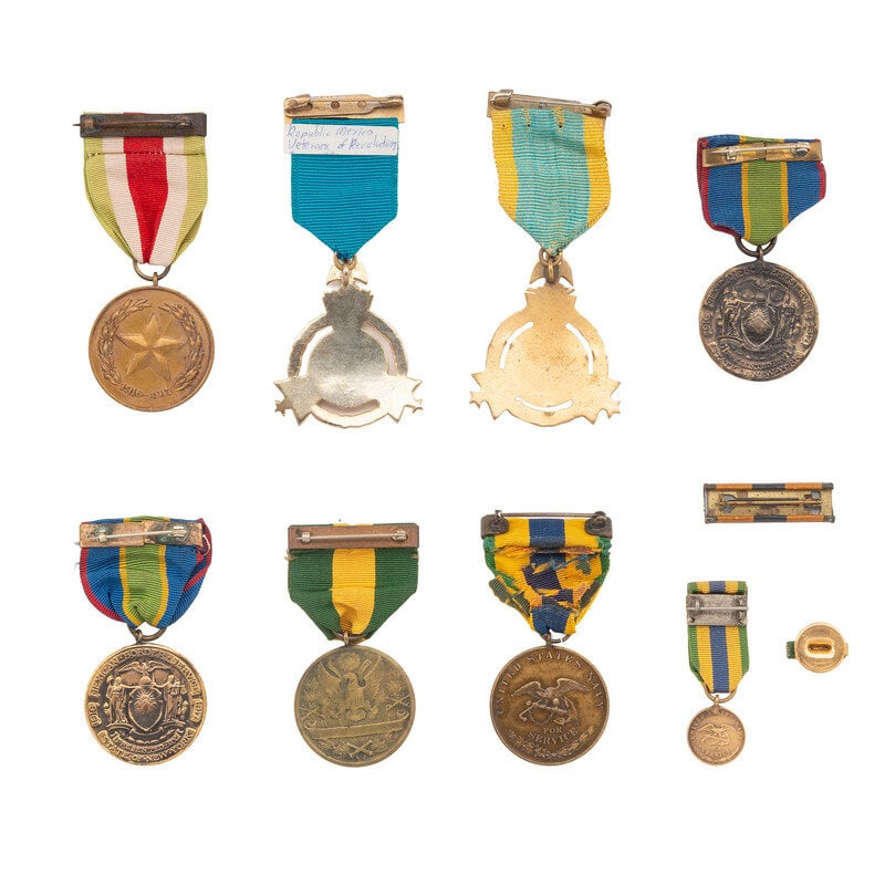 [Militaria] 8 medals for service during the Mexican Border War, incl. Mexican veteran medals.  - 2