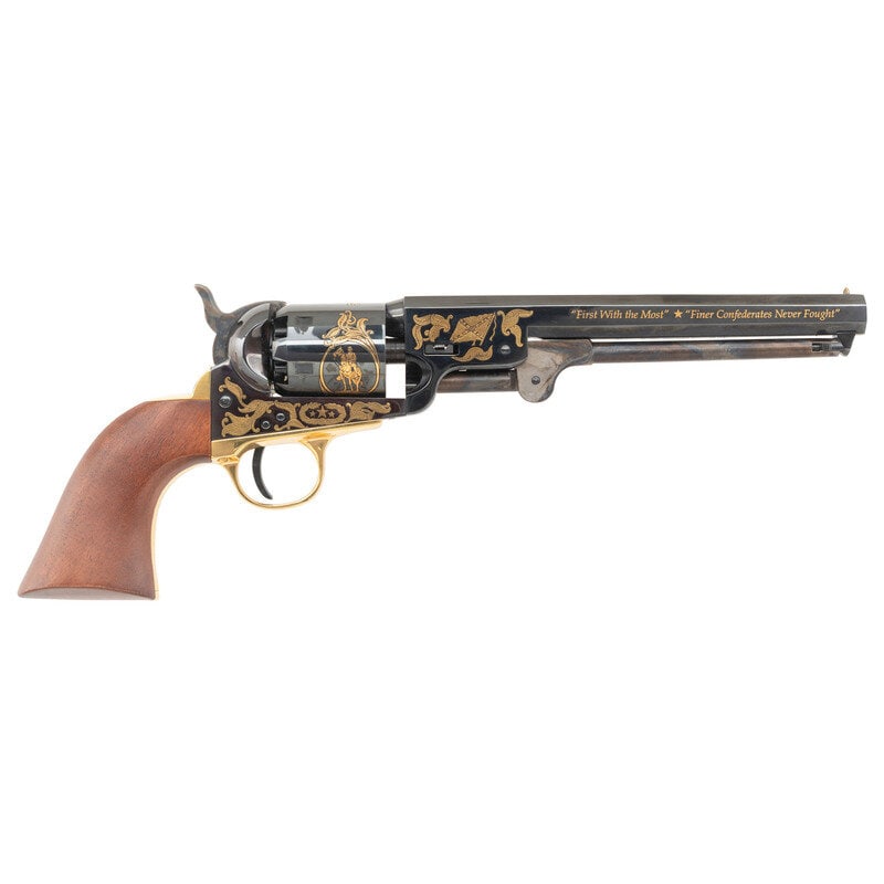 Nathan Bedford Forrest Commemorative Replica Colt 1851 Navy Revolver #19 of 200: Nathan Bedford Forrest Commemorative Replica Colt 1851 Navy Revolver #19 of 200 .36 Cal. 7.5" barrel length. SN: 732743. Blued metal finish with casehardened loading lever and hammer, and gold gripstr