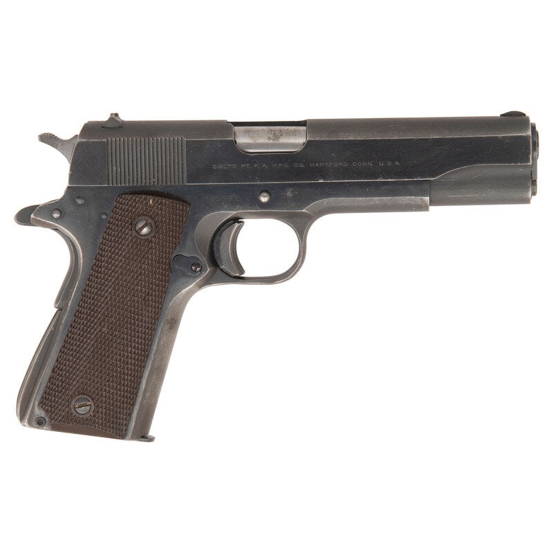 **Colt Super .38 Custom with Trigger Shoe Manufactured 1966: **Colt Super .38 Custom with Trigger Shoe Manufactured 1966 .38 Super. 5" barrel length. SN: 185561. Blued metal finish with polished flats and matte rounds, polished hammer flanks, checkered brown