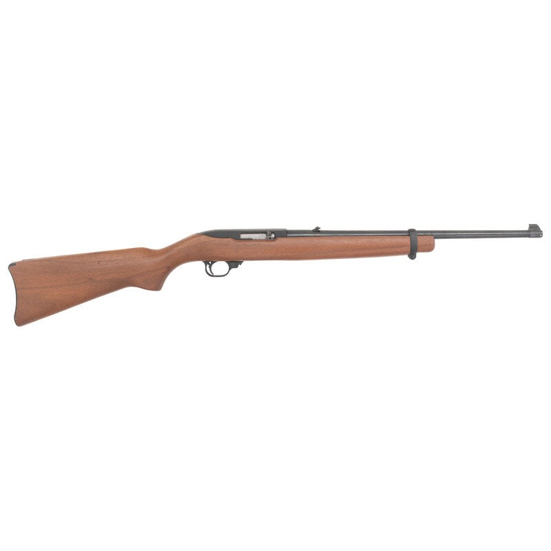 *Ruger 10/22 Rifle: *Ruger 10/22 Rifle .22lr. 18.75" barrel length. SN: 118-63847. Blued metal finish set in wood pistol grip stock mounting folding rear notch and front blade sight. Semi automatic repeating rifle fed