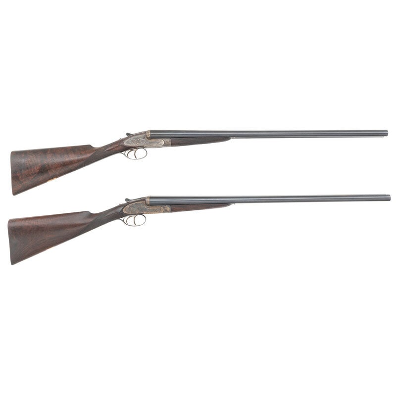 **J. Purdey & Sons Best Quality Comprised Pair of 12 Gauge Shotguns: **J. Purdey & Sons Best Quality Comprised Pair of 12 Gauge Shotguns 1.) 12 Gauge. 28" barrel length. SN: 16039. 2.75" chamber length. Cylinder Chokes. Casehardened frame with reblued barrel and