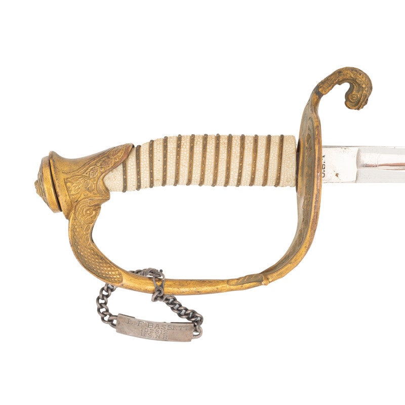 US Model 1852 Naval Officers Sword of WWII US Navy Reserve Lt. JG. L.F. Bassett - 3