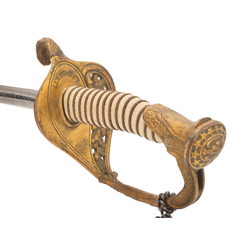 US Model 1852 Naval Officers Sword of WWII US Navy Reserve Lt. JG. L.F. Bassett - 10