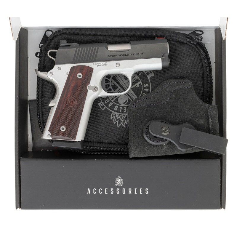 *Springfield Armory Ronin EMP 9mm with Box and Accessories: *Springfield Armory Ronin EMP 9mm with Box and Accessories 9mm. 3" barrel length. SN: EMP 88515. Silver cerakote finish to frame with blued slide and stainless barrel. Single action short recoil opera