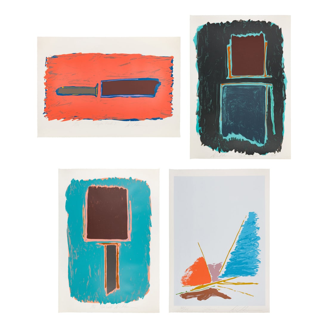 Dan Christensen (American, 1942-2007) Illinois, Hyde Park I, Hyde Park II, and Hyde Park III (four (1 of 5)