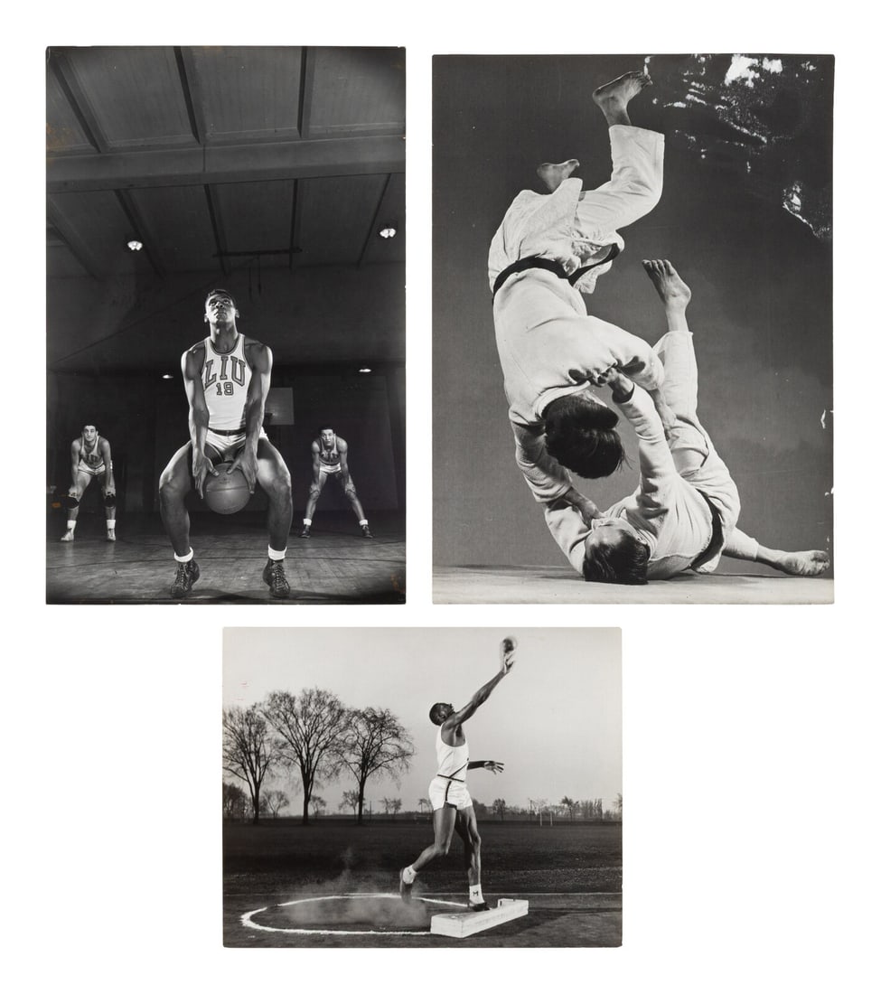 Gjon Mili (American, 1904–1984) Three Works Depicting Athletes: Gjon Mili (American, 1904–1984) Three Works Depicting Athletes gelatin silver prints Largest: 12 5/8 x 9 1/4 inches. Property from the Museum of Fine Arts, Houston This lot is located in Chicago